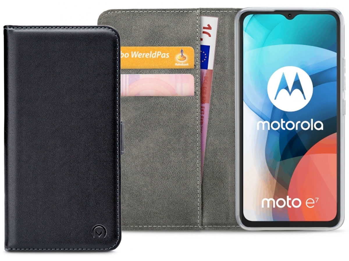 Mobilize Walletbook Zwart - Motorola Moto E7 hoesje