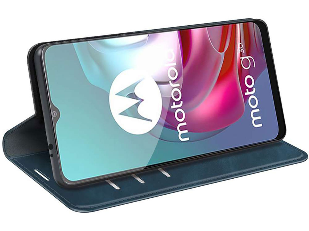 Just in Case Magnetic BookCase Blauw - Motorola Moto G10/G20/G30 hoesje