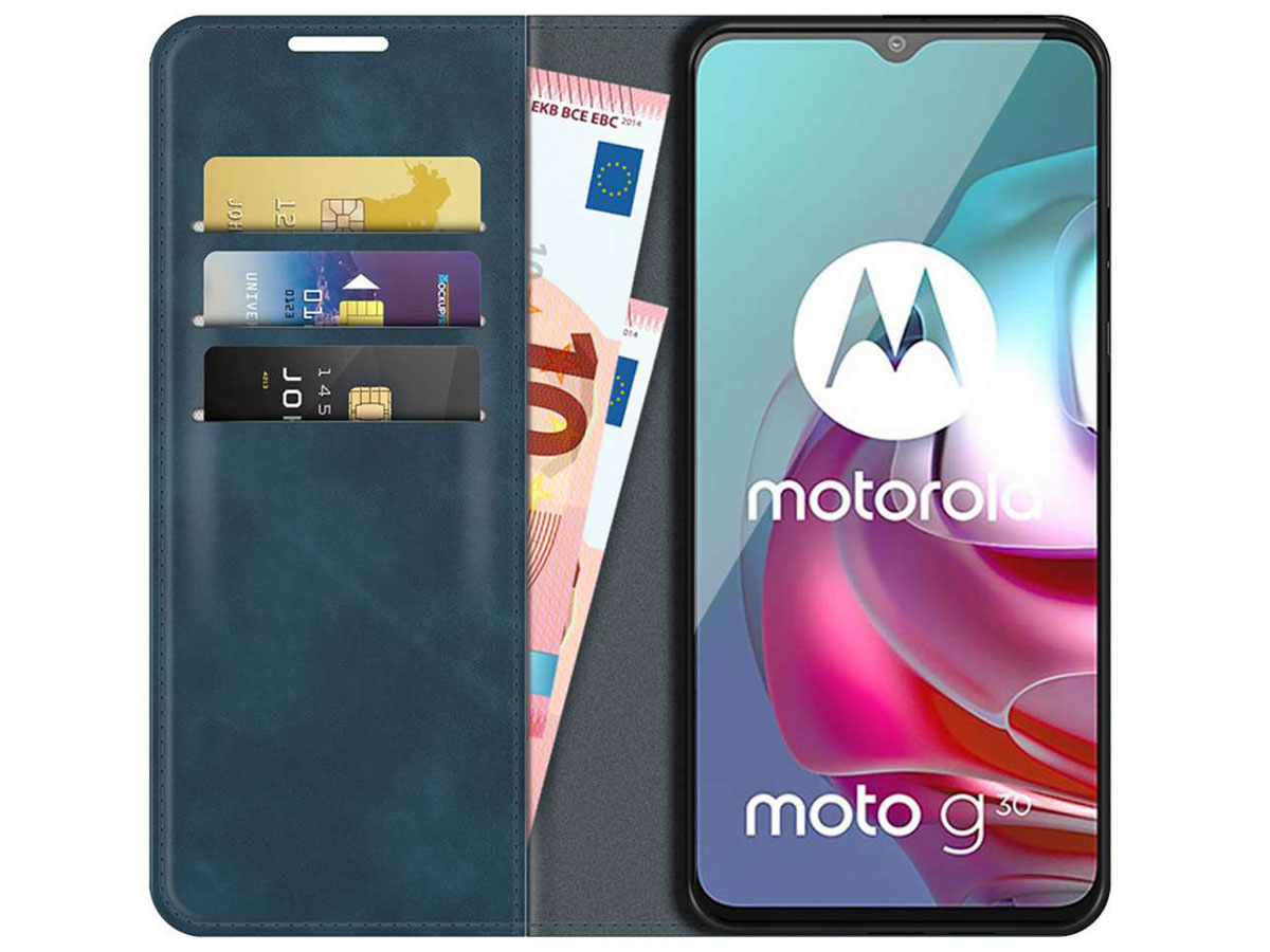 Just in Case Magnetic BookCase Blauw - Motorola Moto G10/G20/G30 hoesje