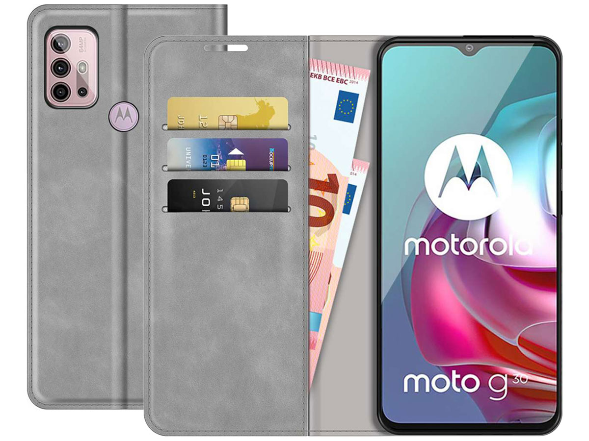 Just in Case Magnetic BookCase Grijs - Motorola Moto G10/G20/G30 hoesje