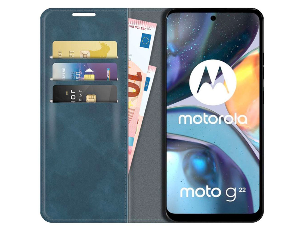 Just in Case Slim BookCase Blauw - Motorola Moto G22 hoesje