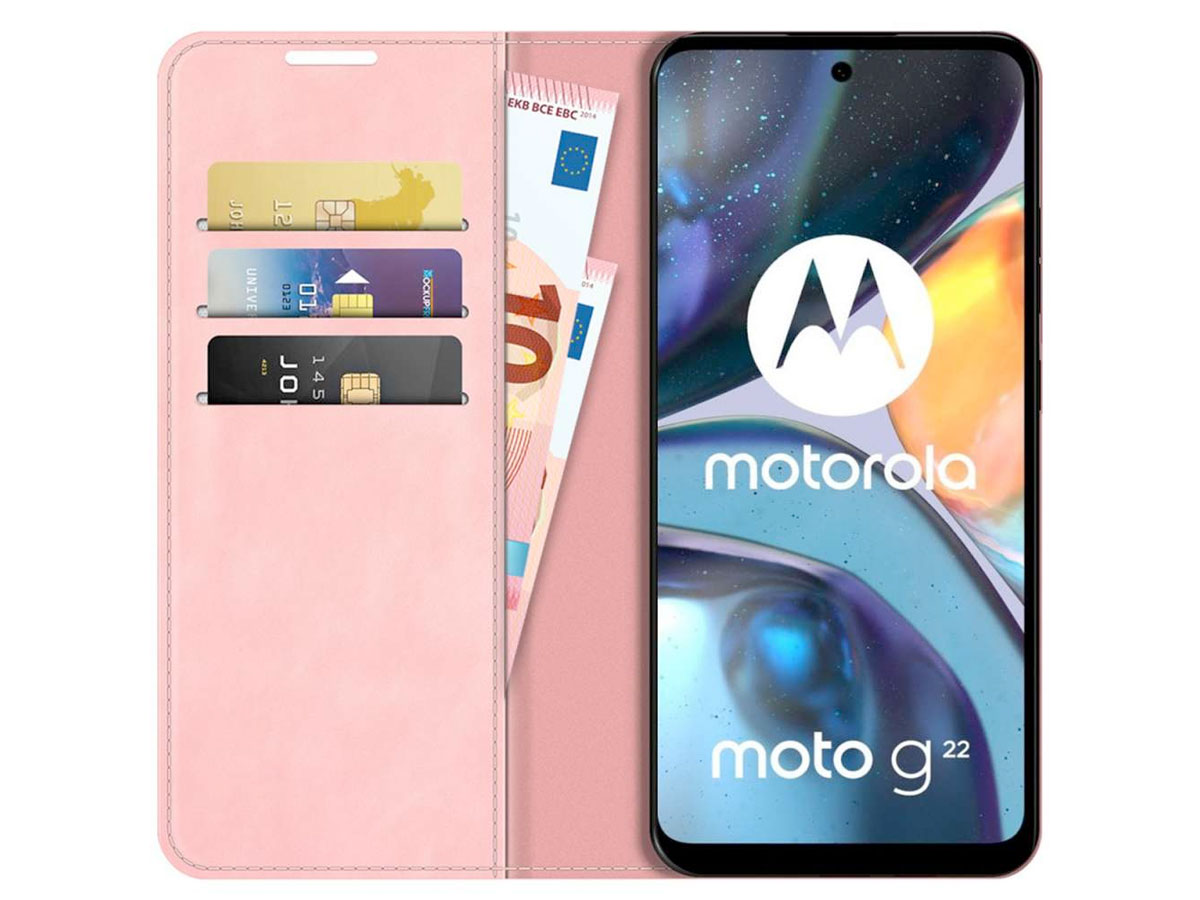 Just in Case Slim BookCase Roze - Motorola Moto G22 hoesje