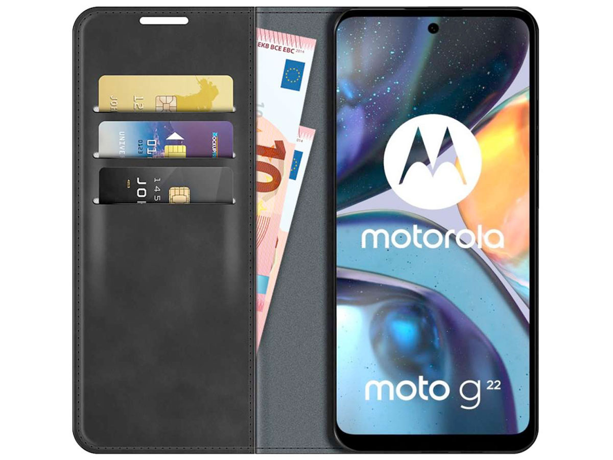 Just in Case Slim BookCase Zwart - Motorola Moto G22 hoesje