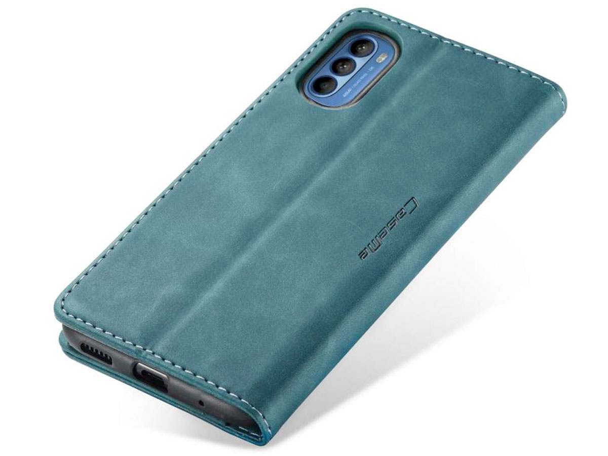 CaseMe Vintage BookCase Groen - Motorola Edge 30 Pro hoesje