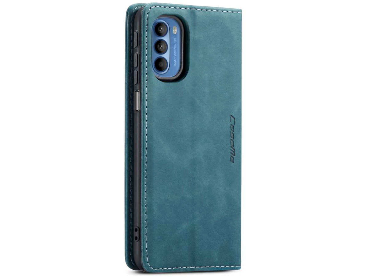 CaseMe Vintage BookCase Groen - Motorola Edge 30 Pro hoesje