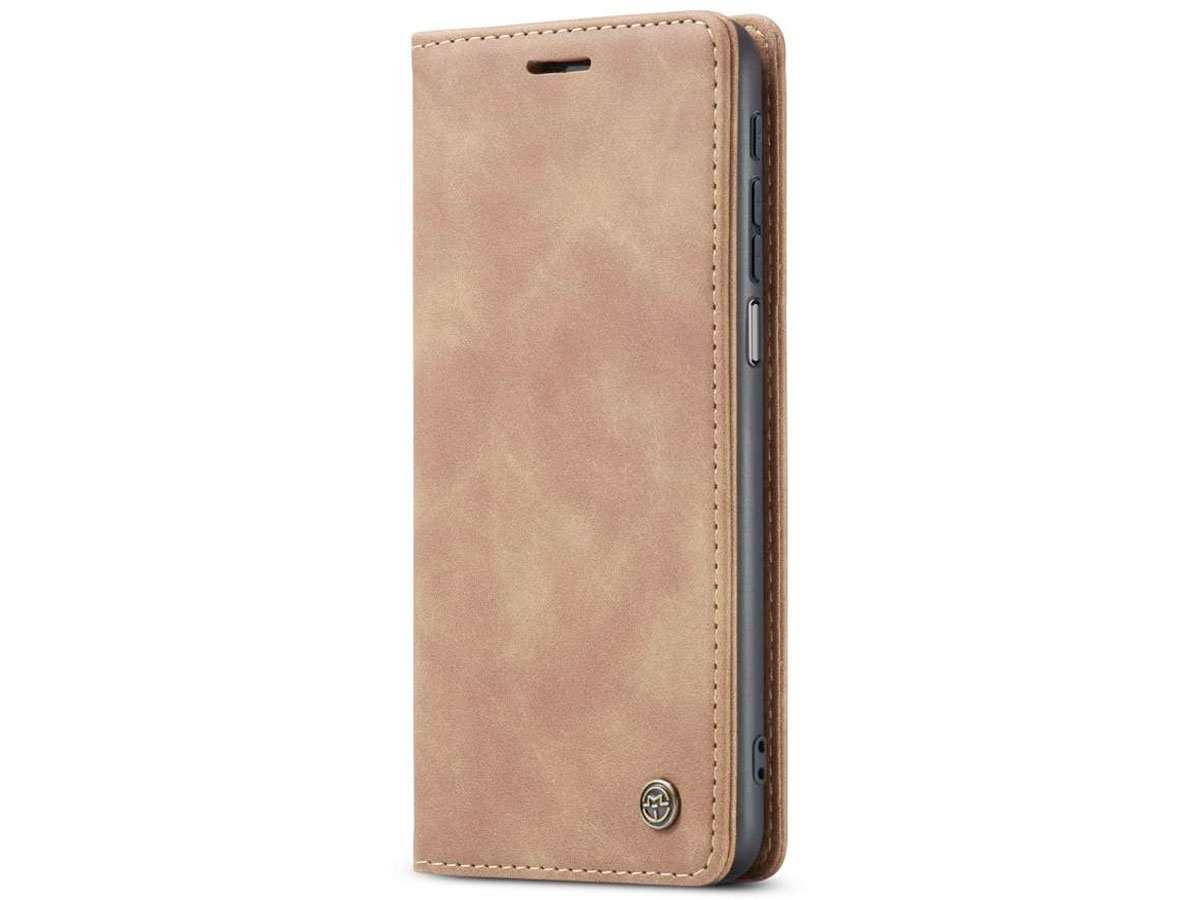 CaseMe Vintage BookCase Tan Bruin - Motorola Edge 30 Pro hoesje