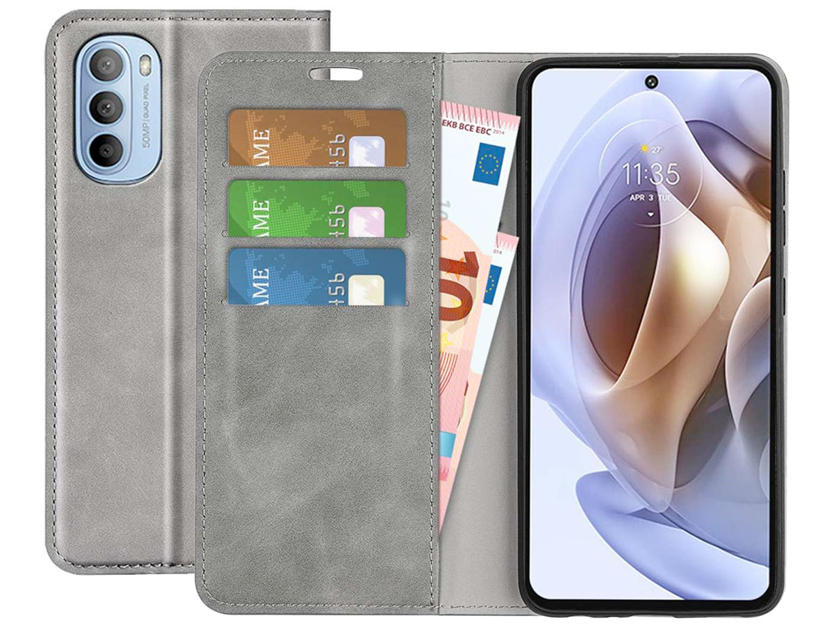 Just in Case Slim BookCase Grijs - Motorola Moto G31/G41 hoesje