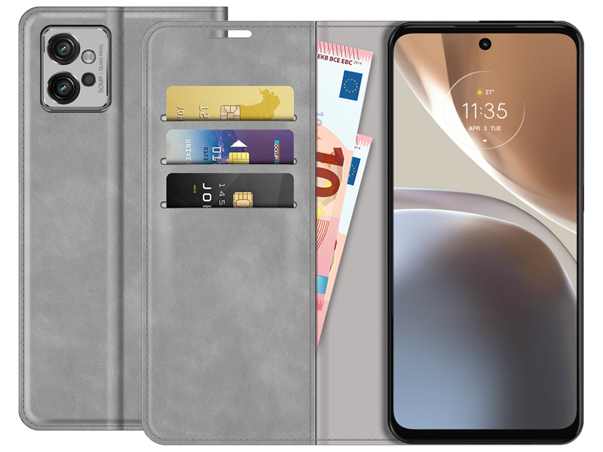 Just in Case Slim Wallet Case Grijs - Motorola Moto G32 hoesje