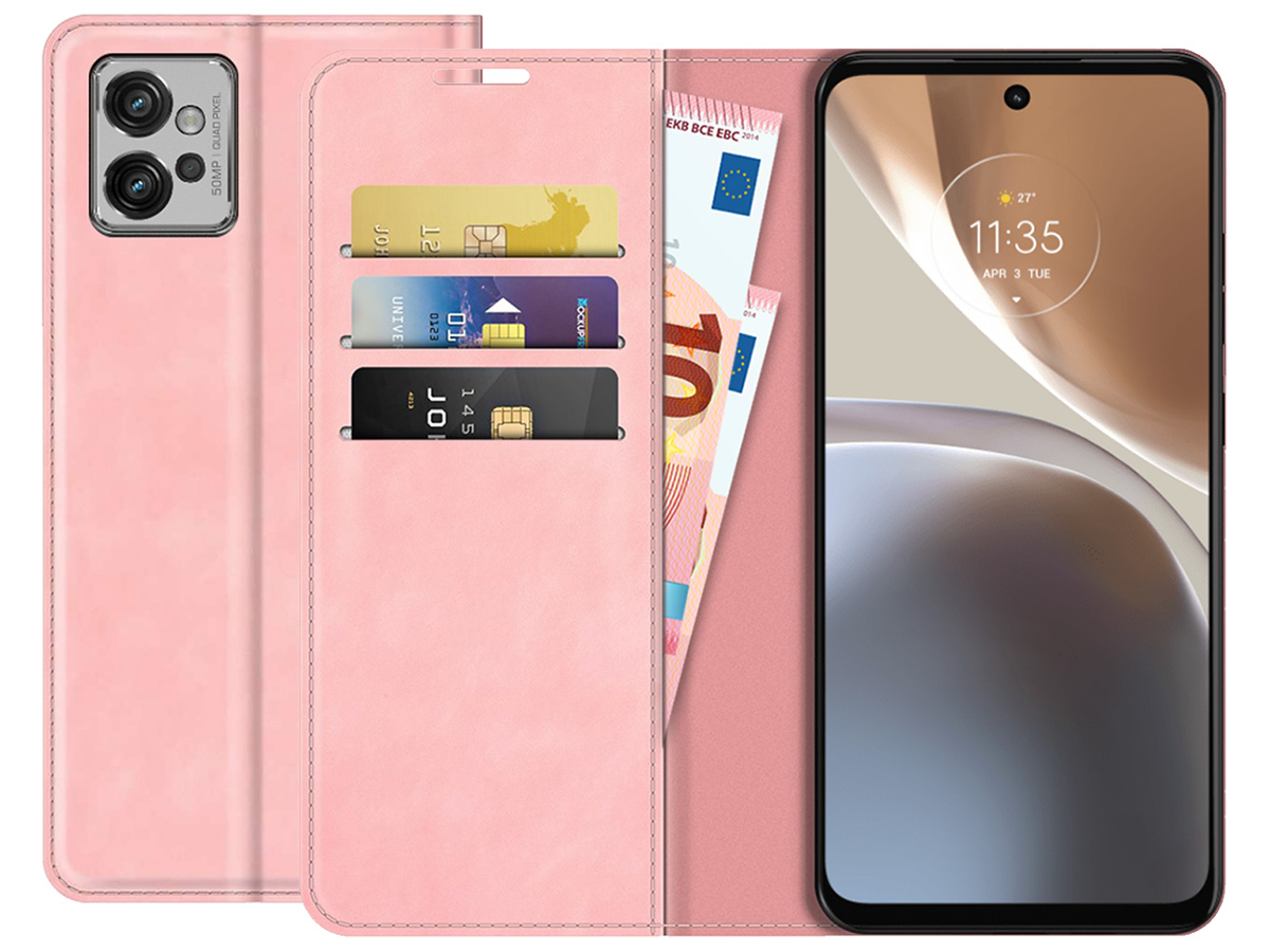 Just in Case Slim Wallet Case Roze - Motorola Moto G32 hoesje