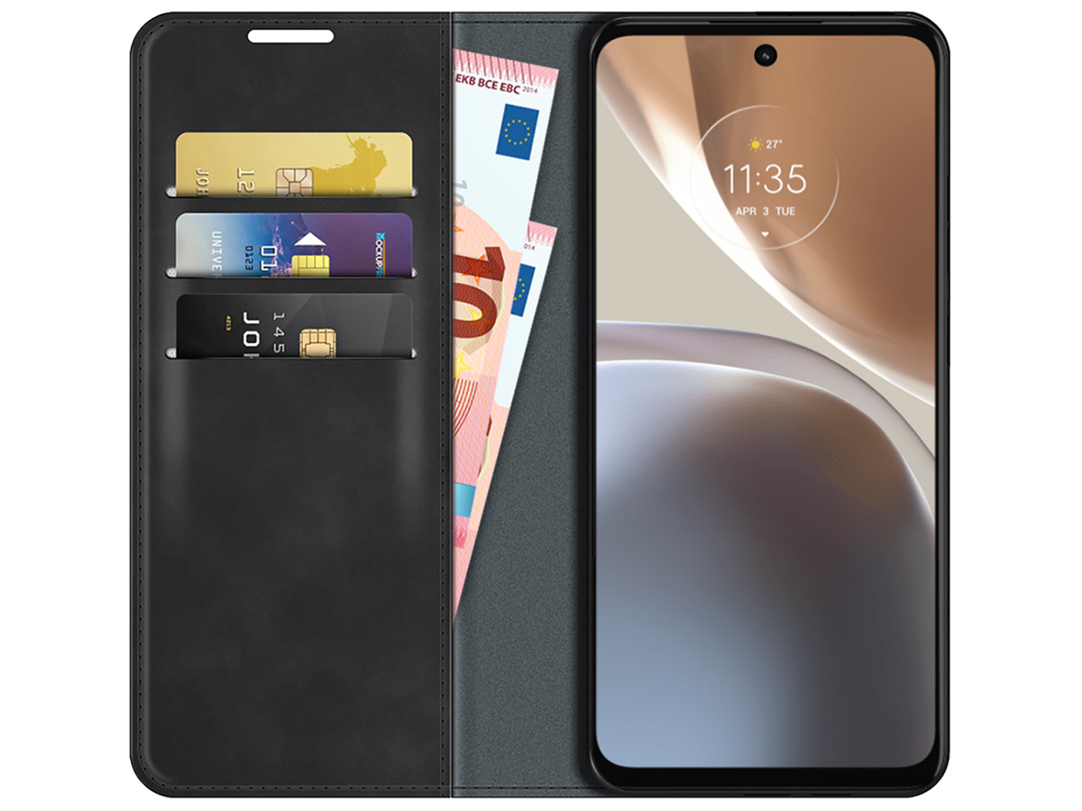 Just in Case Slim Wallet Case Zwart - Motorola Moto G32 hoesje