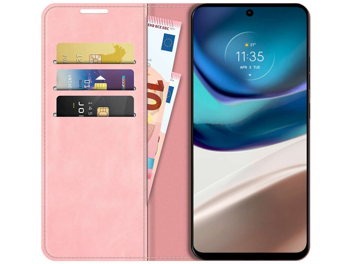 Just in Case Slim Wallet Case Roze - Motorola Moto G42 hoesje