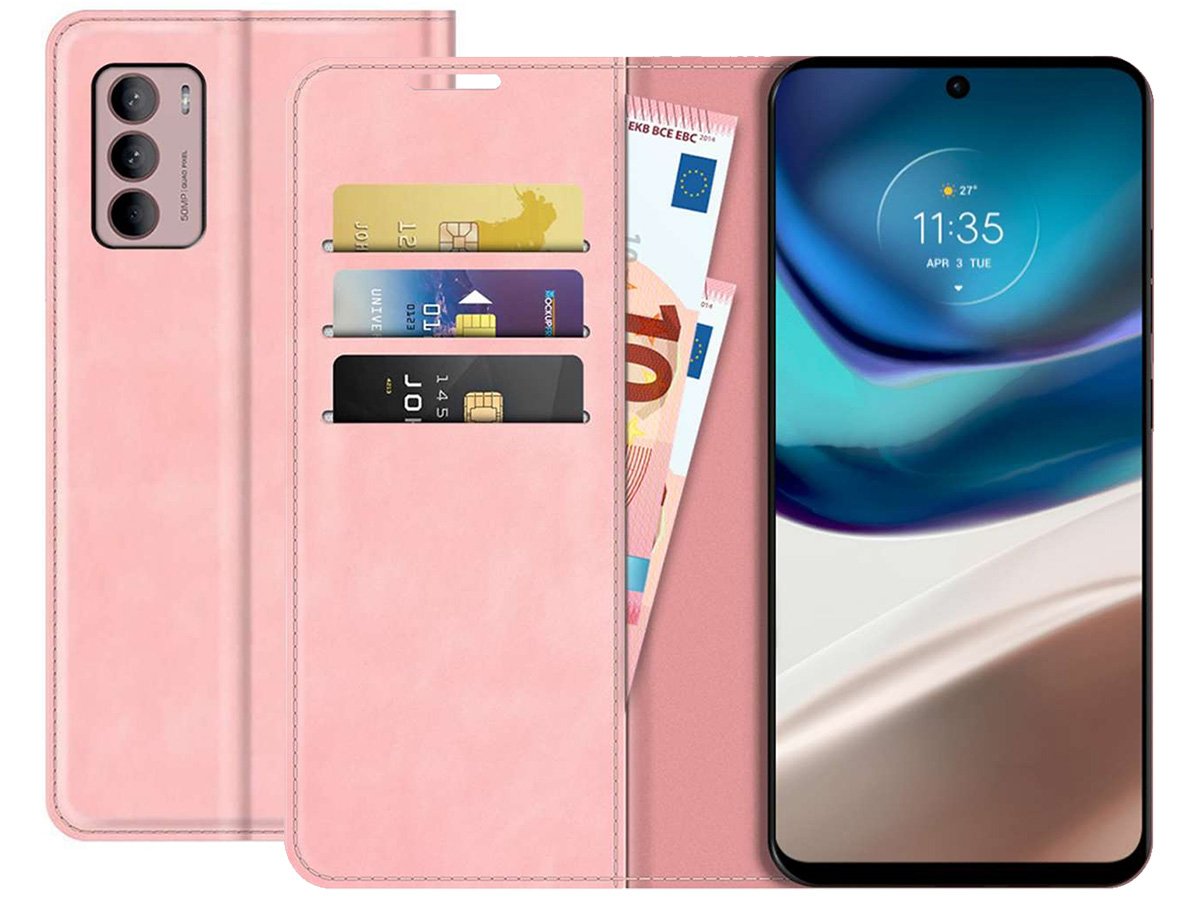 Just in Case Slim Wallet Case Roze - Motorola Moto G42 hoesje