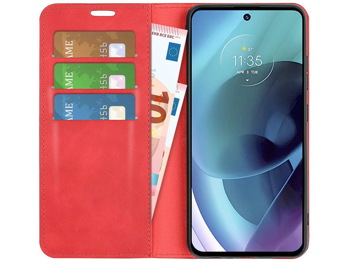 Just in Case Slim BookCase Rood - Motorola Moto G51 5G hoesje