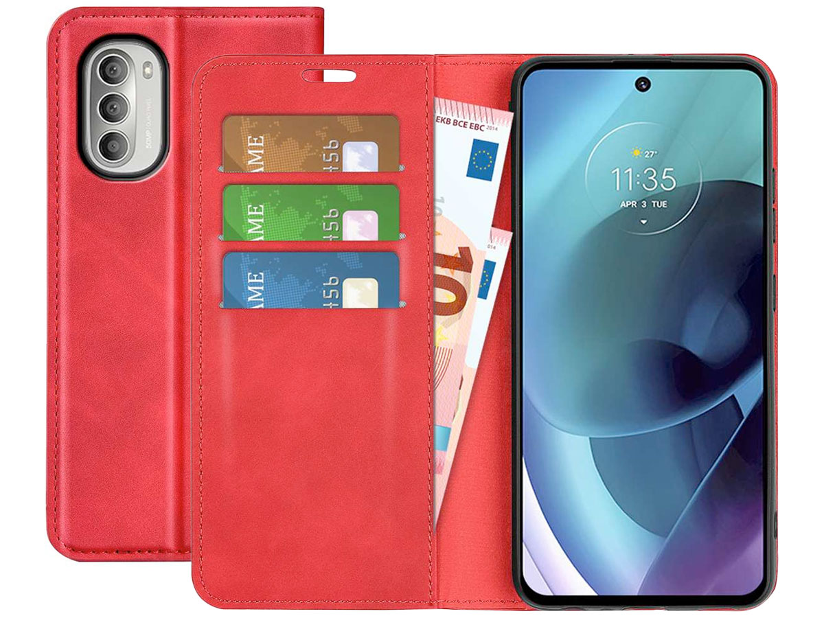 Just in Case Slim BookCase Rood - Motorola Moto G51 5G hoesje