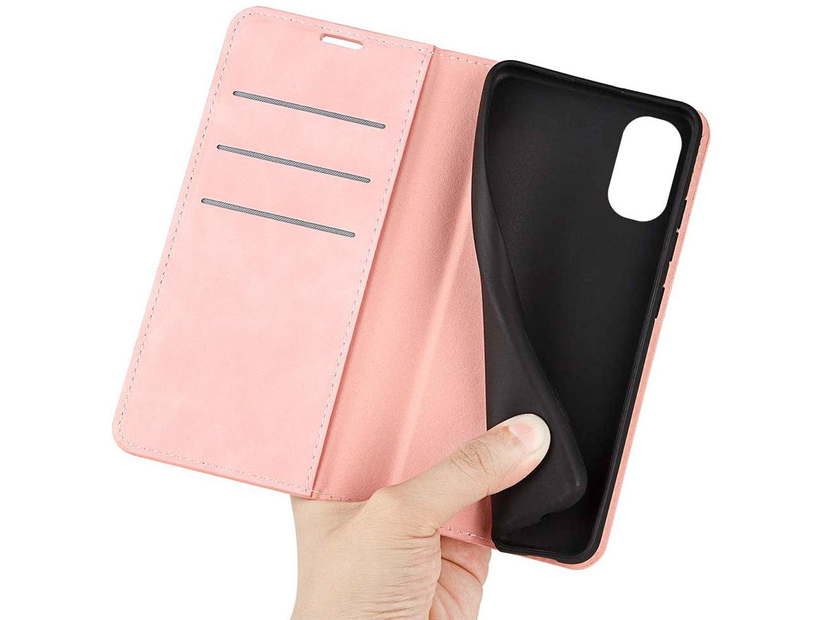 Just in Case Slim BookCase Roze - Motorola Moto G51 5G hoesje