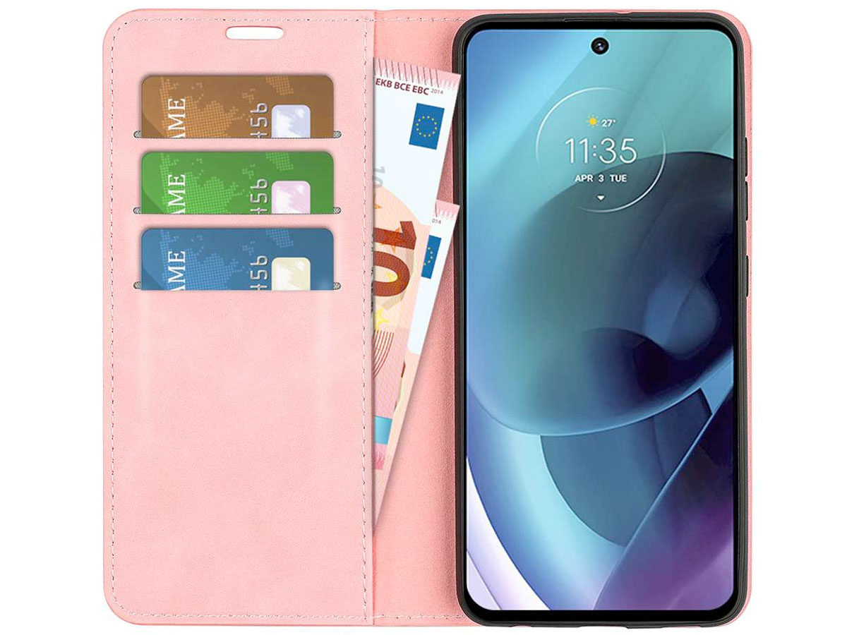 Just in Case Slim BookCase Roze - Motorola Moto G51 5G hoesje