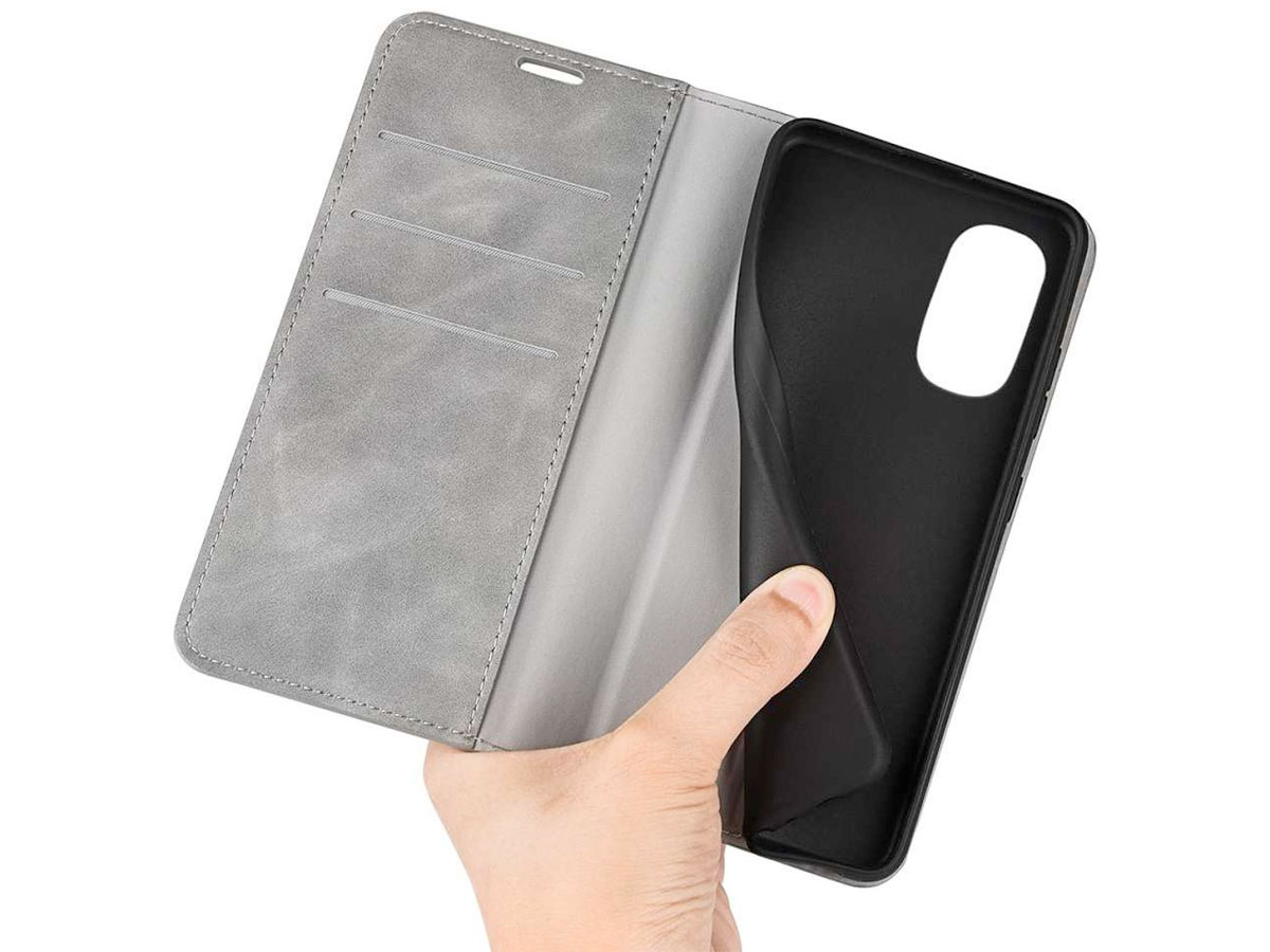 Just in Case Slim Wallet Case Grijs - Motorola Moto G52 hoesje