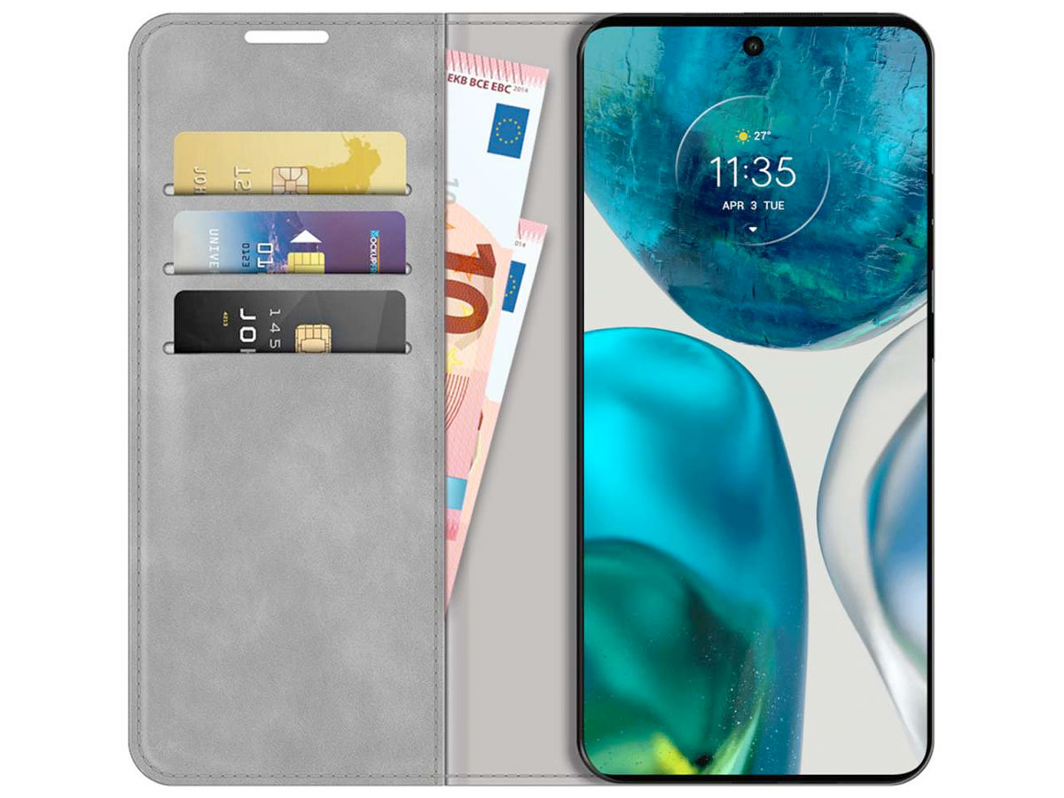 Just in Case Slim Wallet Case Grijs - Motorola Moto G52 hoesje