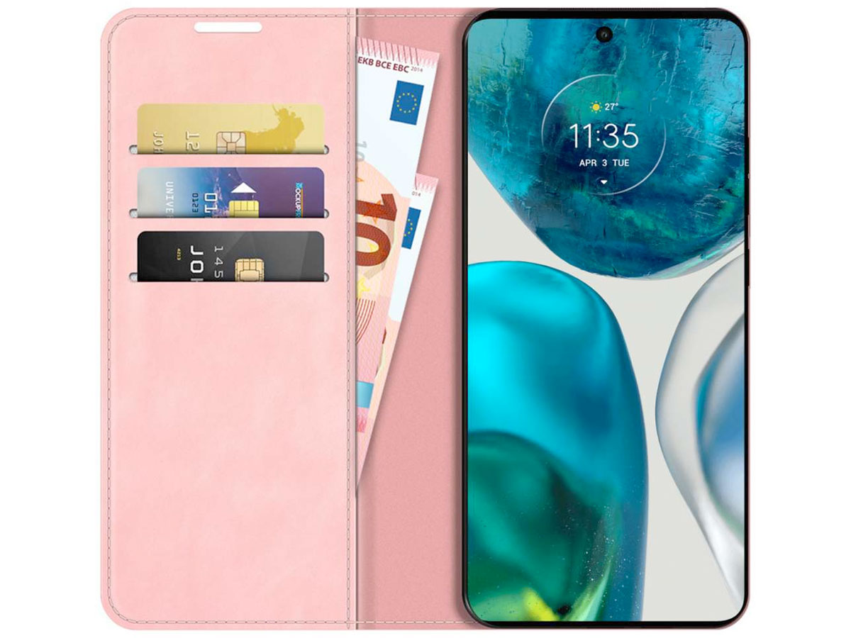 Just in Case Slim Wallet Case Roze - Motorola Moto G52 hoesje