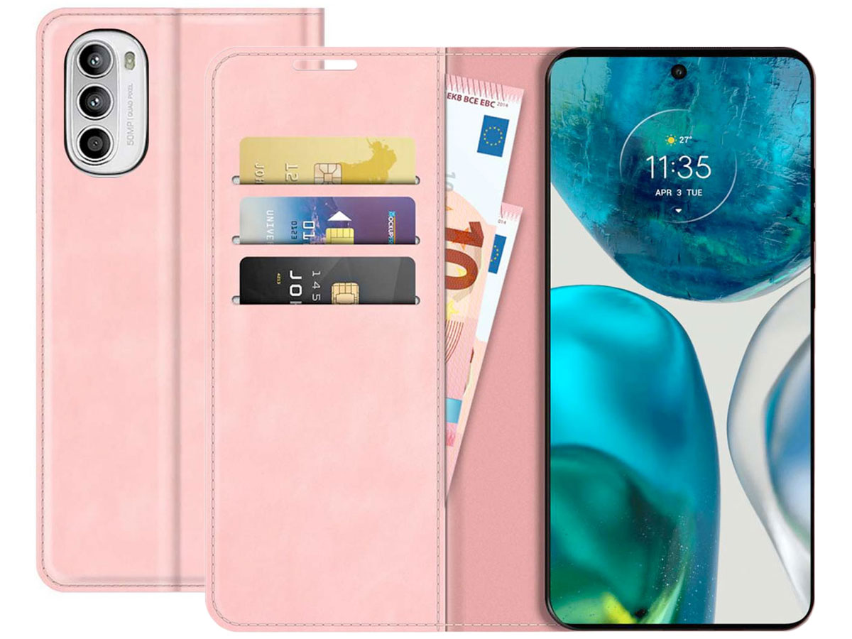 Just in Case Slim Wallet Case Roze - Motorola Moto G52 hoesje