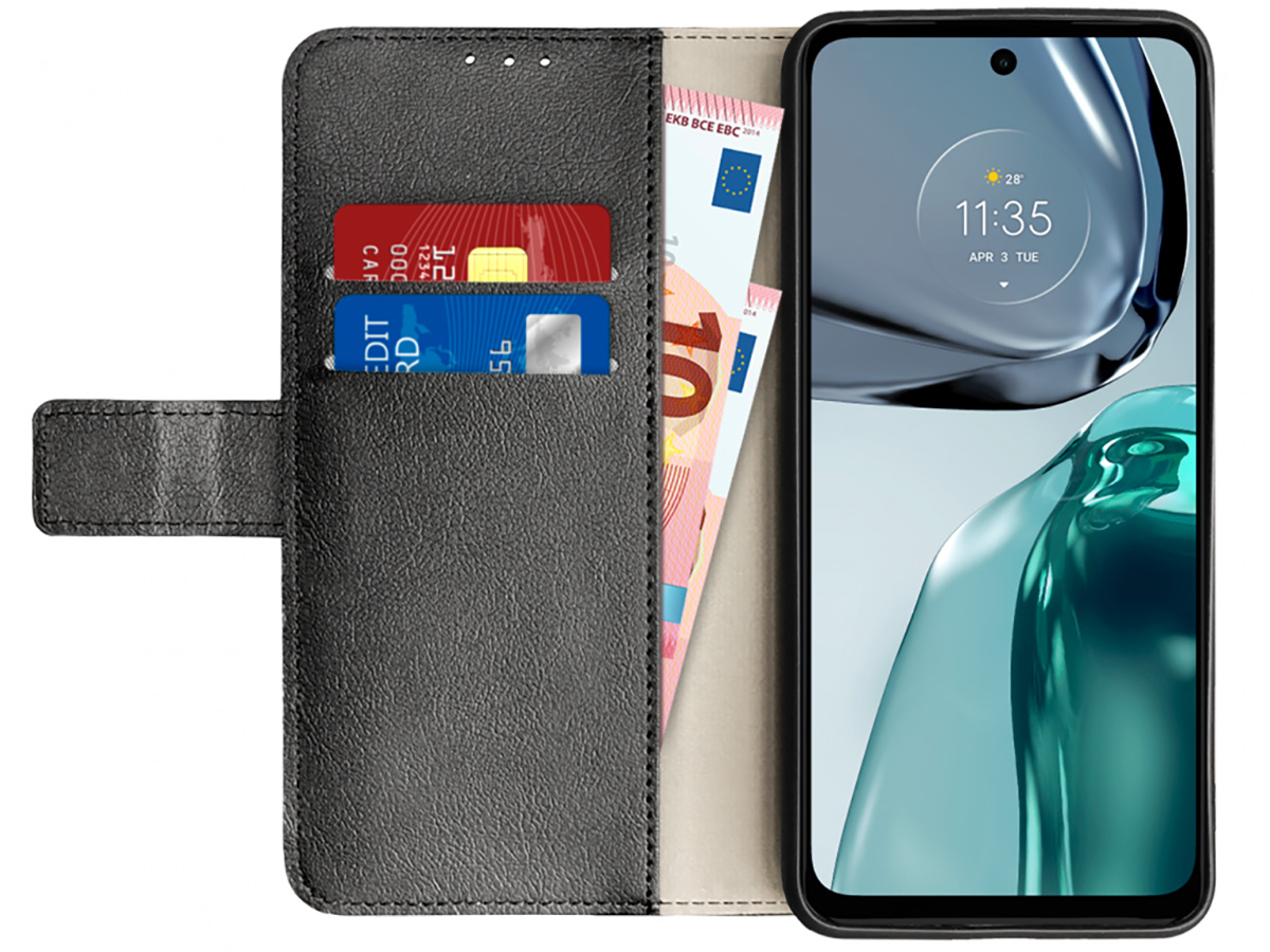 Just in Case Card Wallet Case Zwart - Motorola Moto G62 hoesje