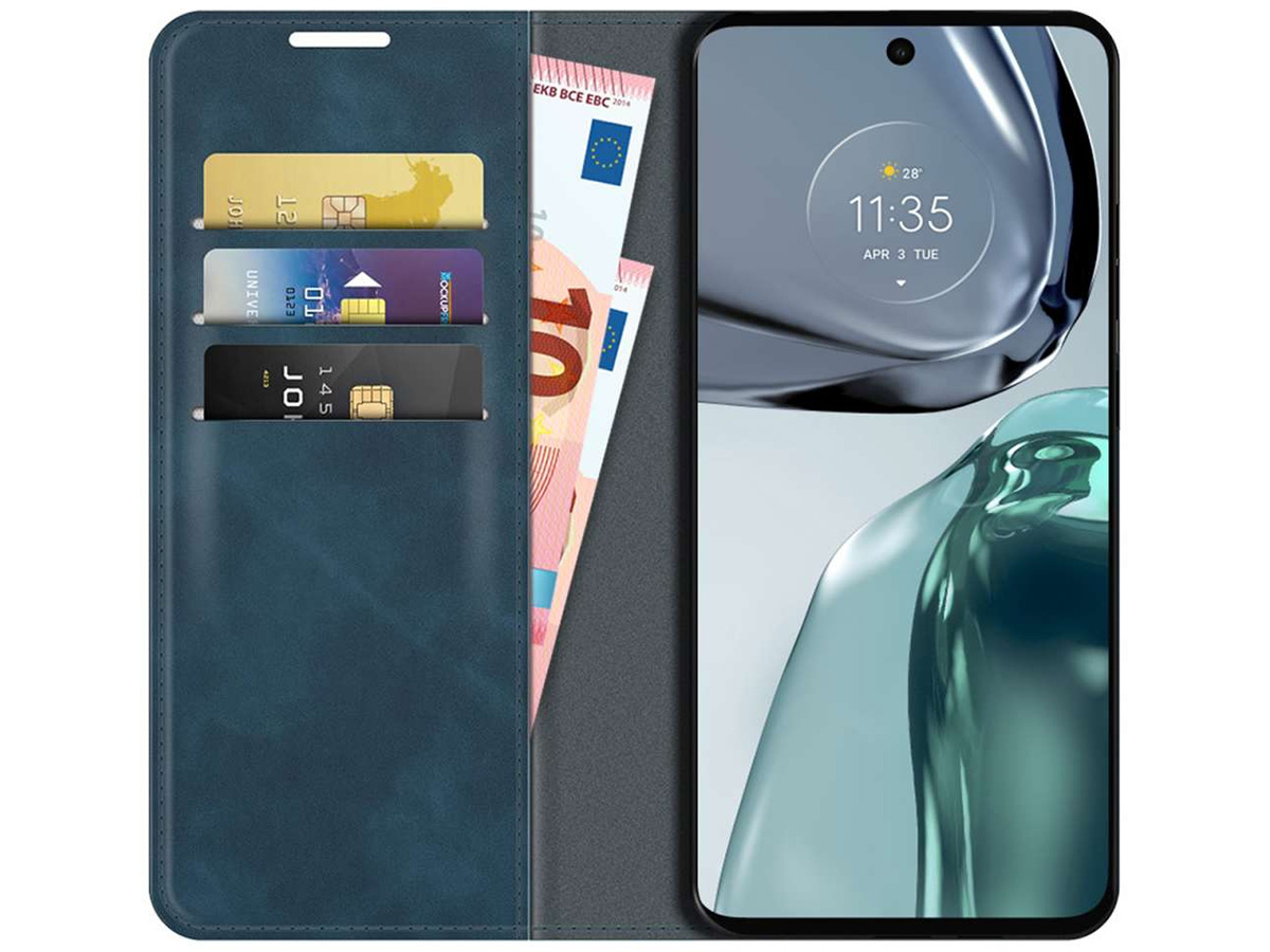 Just in Case Slim Wallet Case Blauw - Motorola Moto G62 hoesje