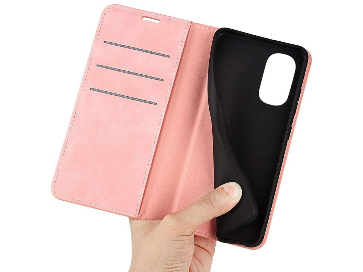 Just in Case Slim Wallet Case Roze - Motorola Moto G62 hoesje