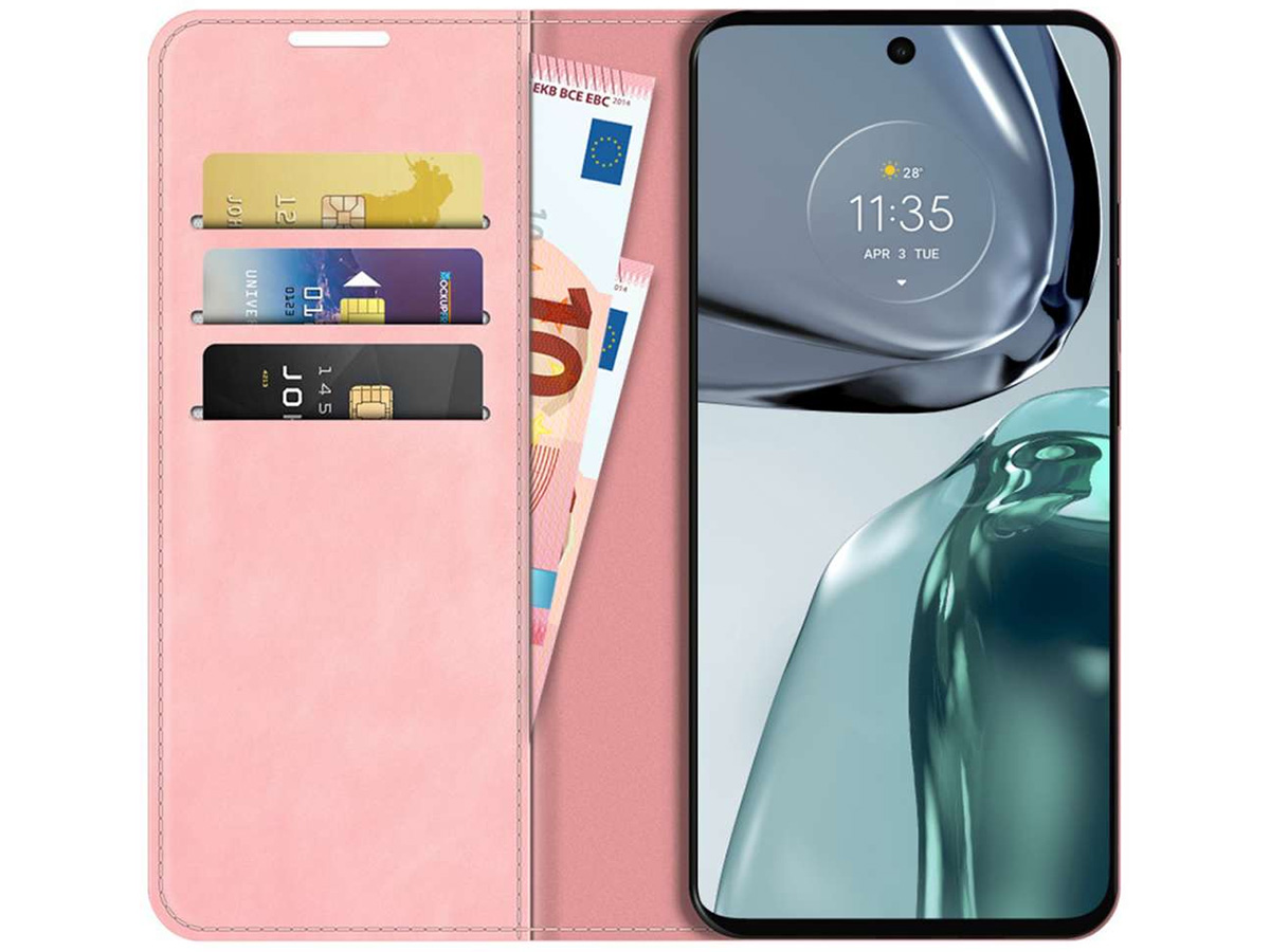 Just in Case Slim Wallet Case Roze - Motorola Moto G62 hoesje