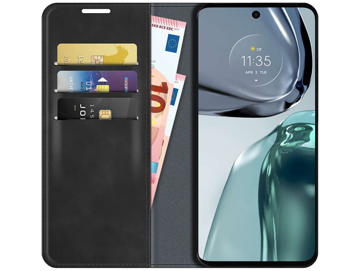 Just in Case Slim Wallet Case Zwart - Motorola Moto G62 hoesje