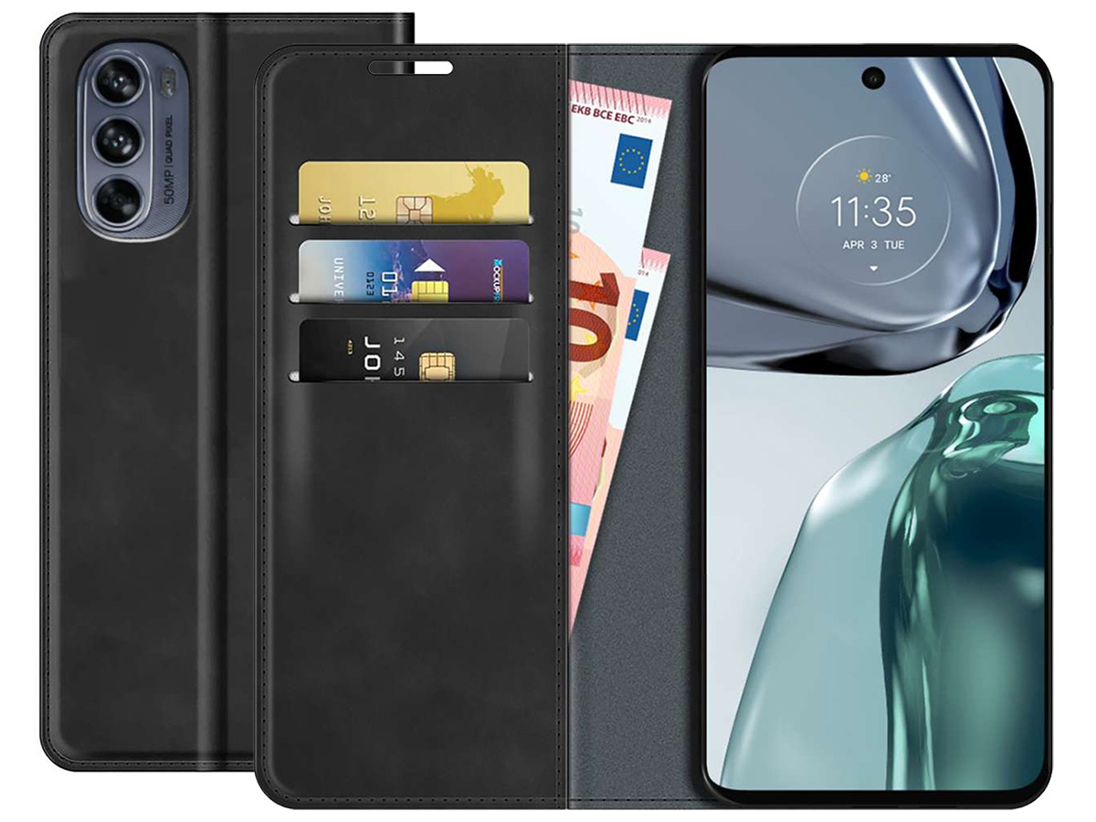 Just in Case Slim Wallet Case Zwart - Motorola Moto G62 hoesje