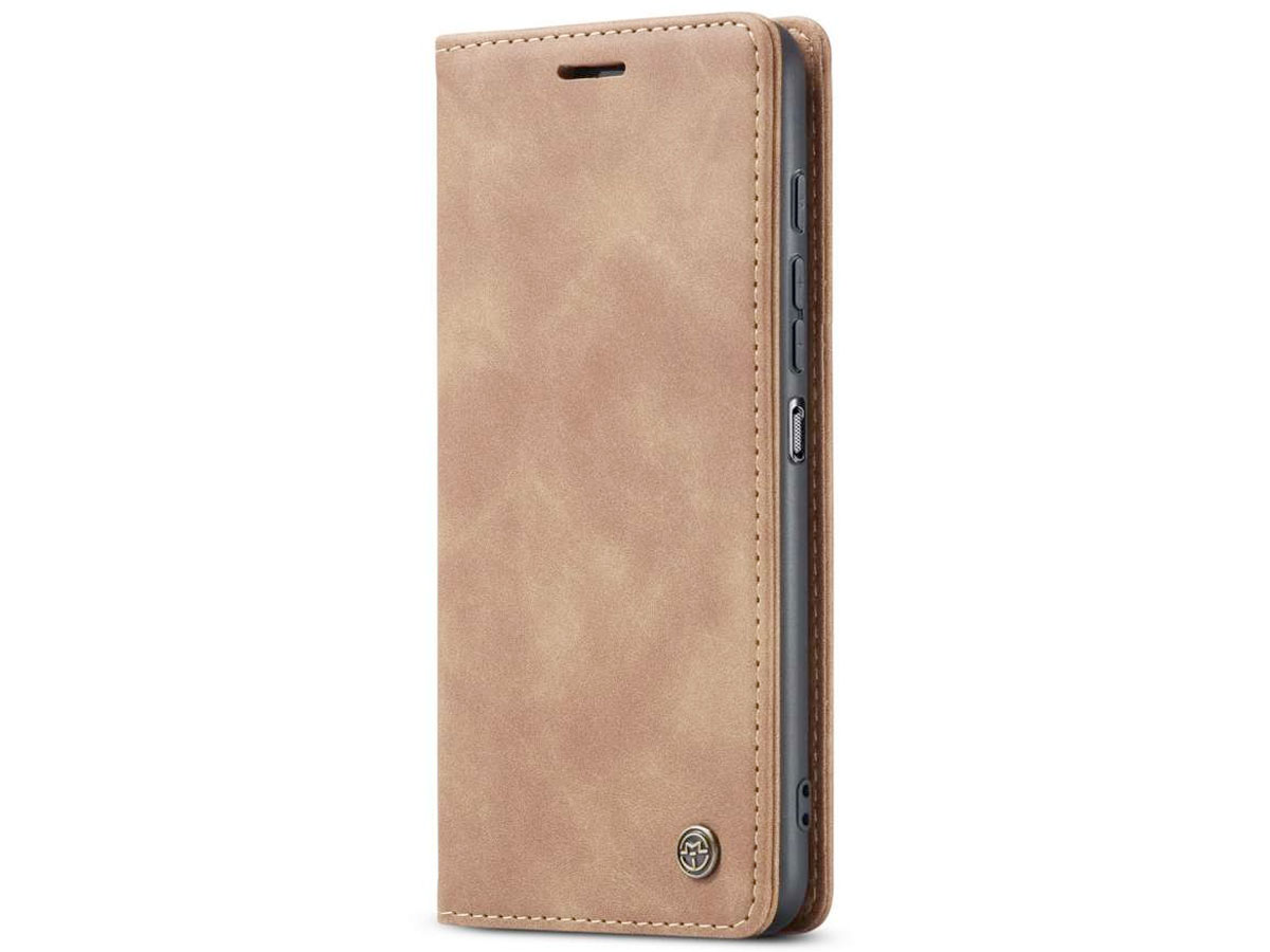 CaseMe Vintage BookCase Tan Bruin - Motorola Moto G71 5G hoesje