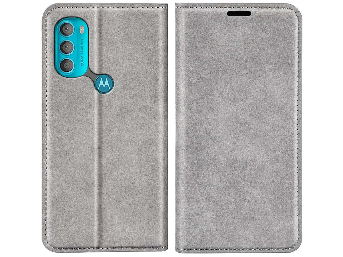 Just in Case Slim BookCase Grijs - Motorola Moto G71 5G hoesje