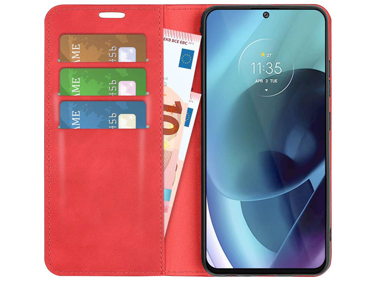 Just in Case Slim BookCase Rood - Motorola Moto G71 5G hoesje