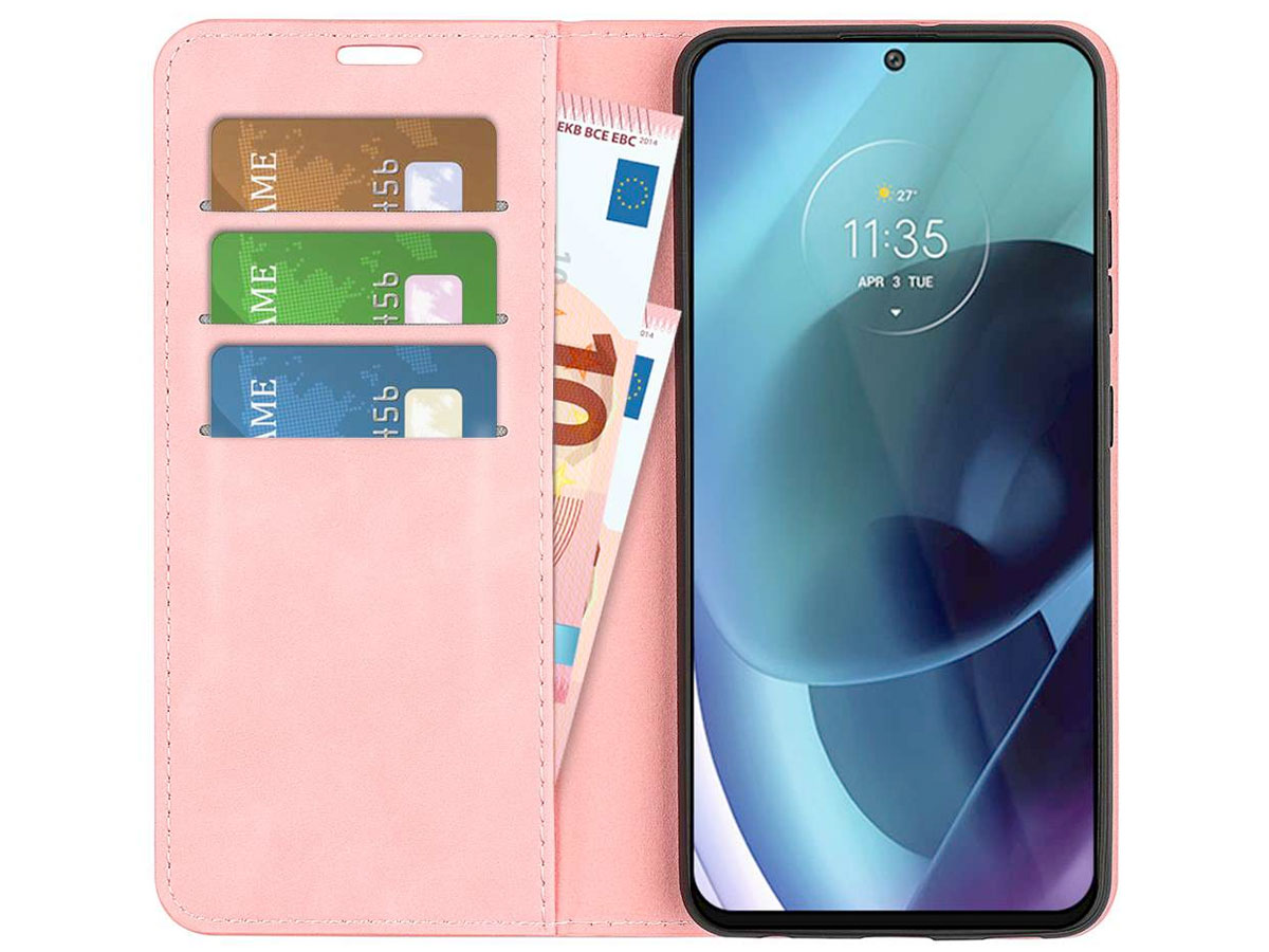 Just in Case Slim BookCase Roze - Motorola Moto G71 5G hoesje