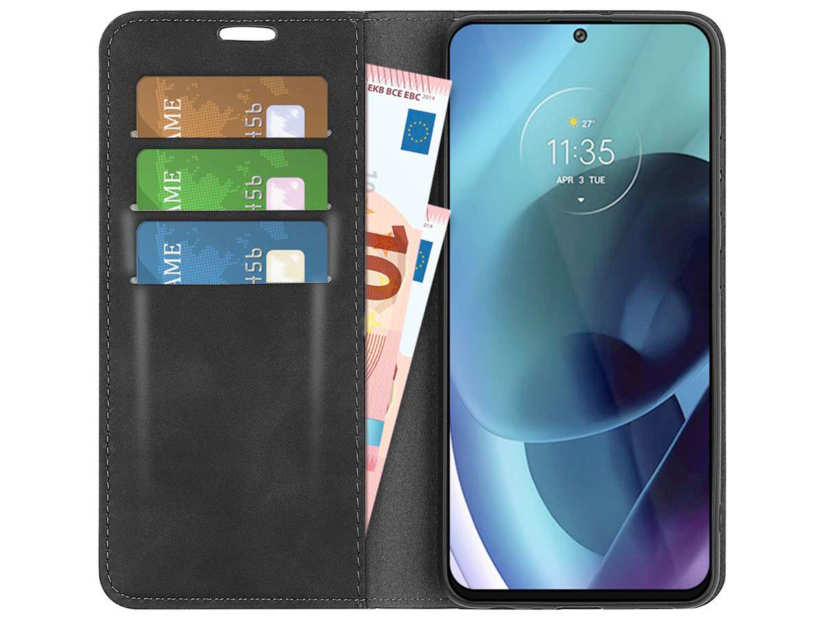 Just in Case Slim BookCase Zwart - Motorola Moto G71 5G hoesje