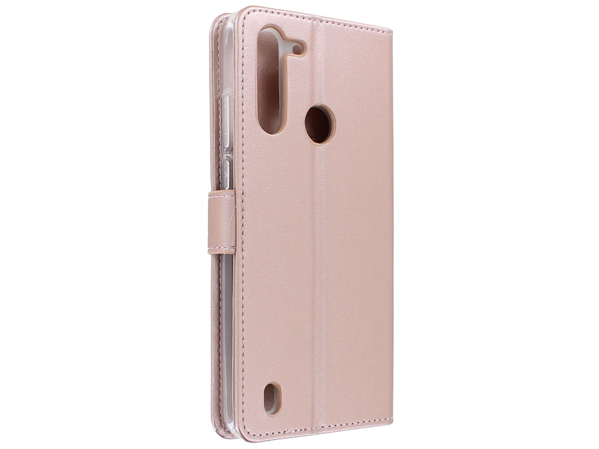 Bookcase Mapje Rosé Goud - Motorola Moto G8 Power Lite hoesje