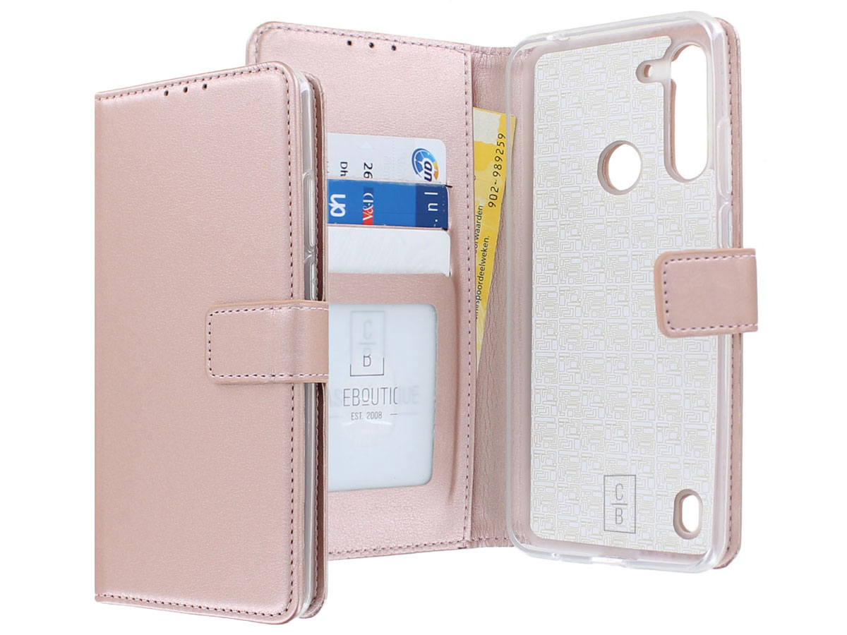 Bookcase Mapje Rosé Goud - Motorola Moto G8 Power Lite hoesje