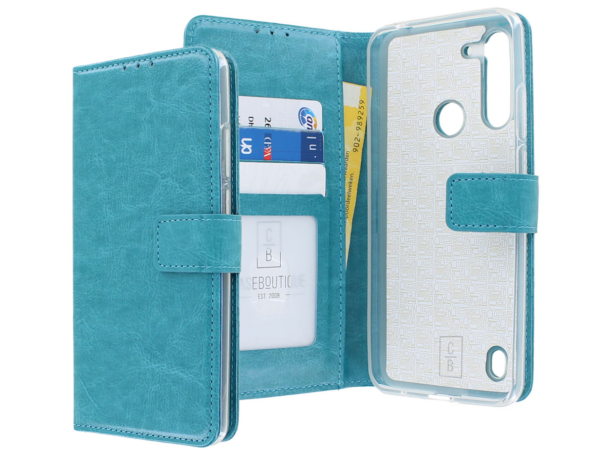 Bookcase Mapje Turquoise - Motorola Moto G8 Power Lite hoesje