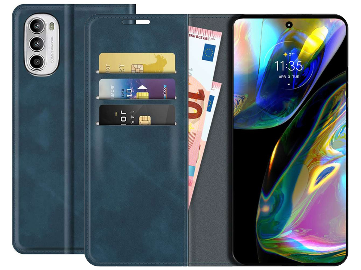 Just in Case Slim Wallet Case Blauw - Motorola Moto G82 hoesje