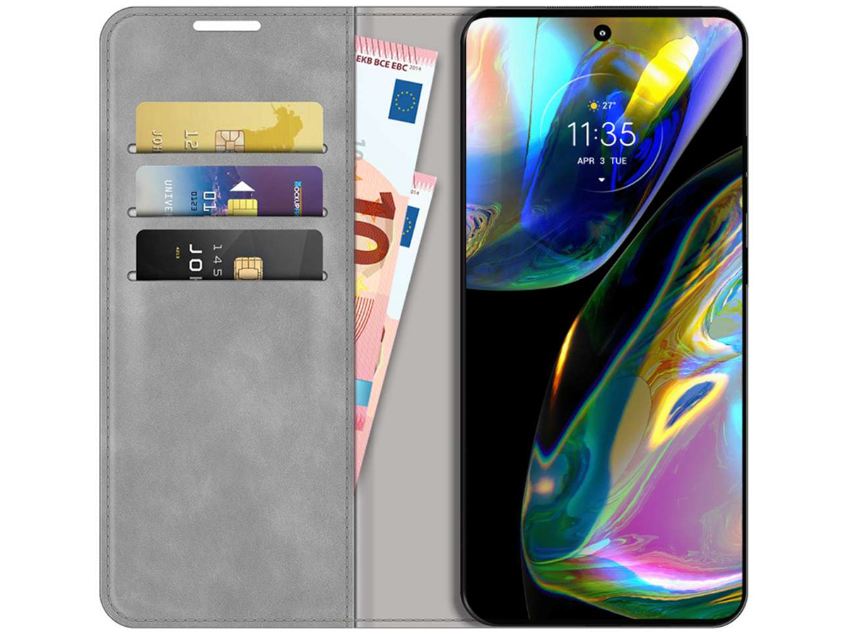 Just in Case Slim Wallet Case Grijs - Motorola Moto G82 hoesje