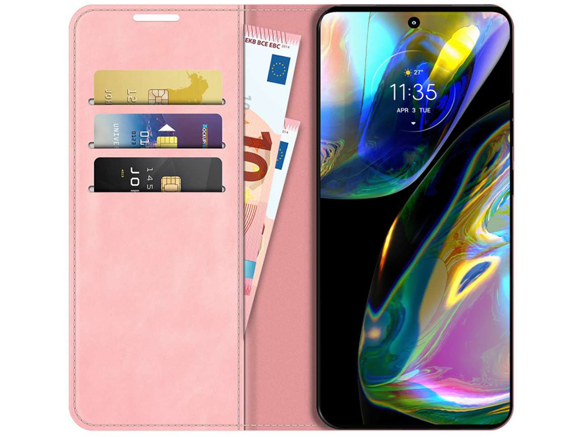 Just in Case Slim Wallet Case Roze - Motorola Moto G82 hoesje