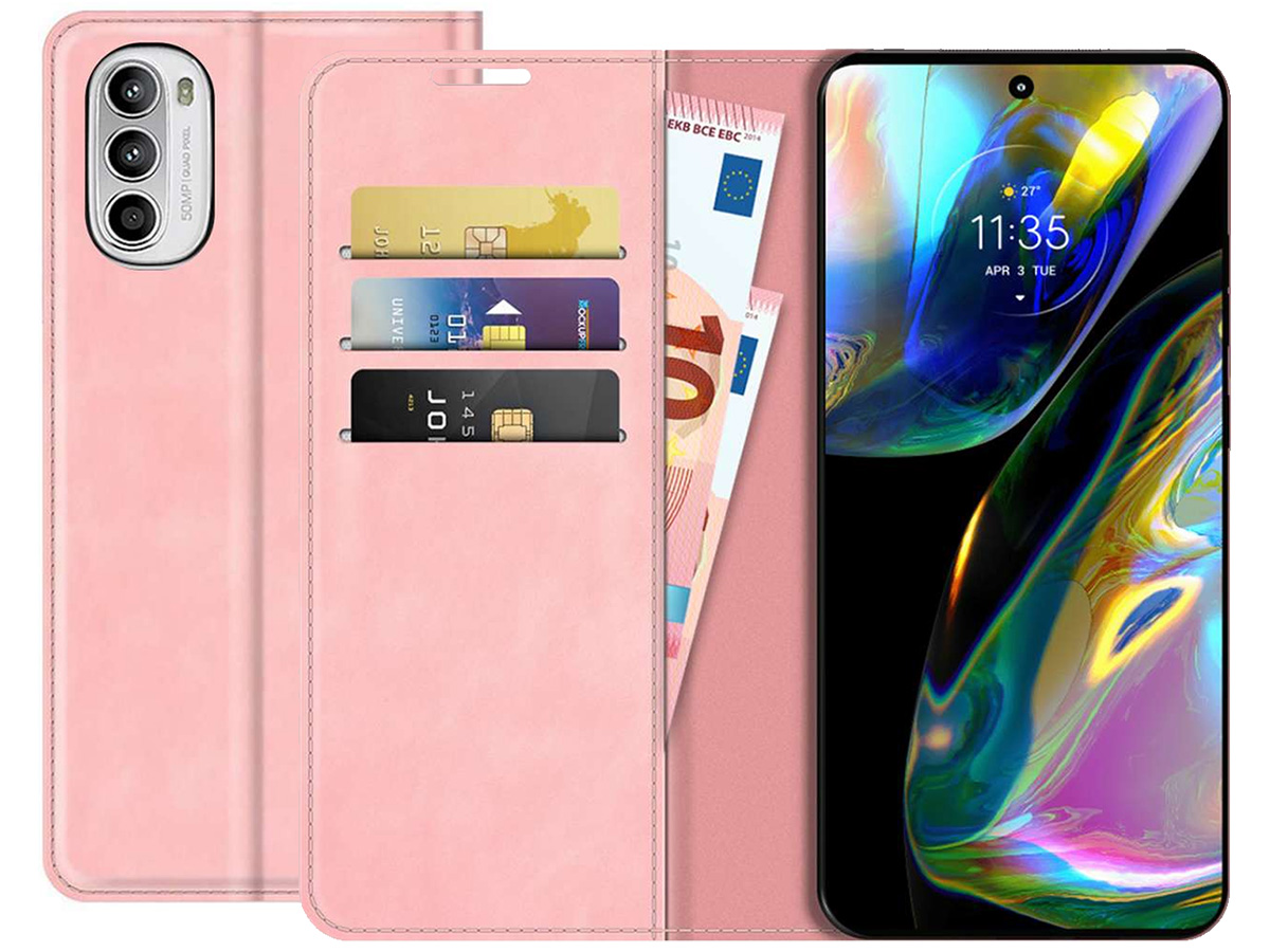 Just in Case Slim Wallet Case Roze - Motorola Moto G82 hoesje