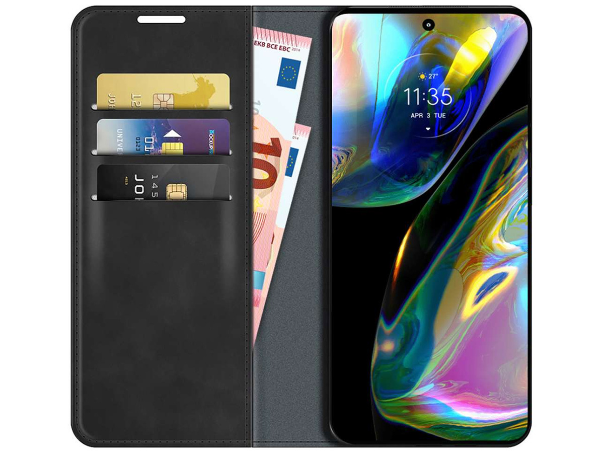 Just in Case Slim Wallet Case Zwart - Motorola Moto G82 hoesje