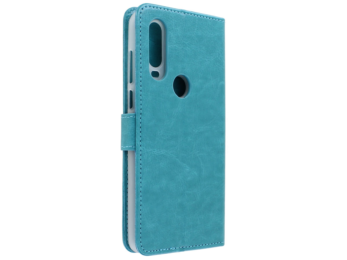Book Case Mapje Turquoise - Motorola One Action hoesje