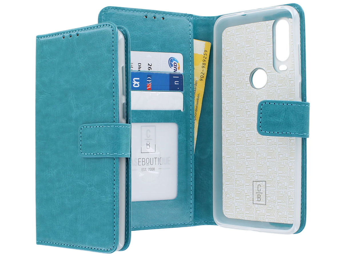 Book Case Mapje Turquoise - Motorola One Action hoesje