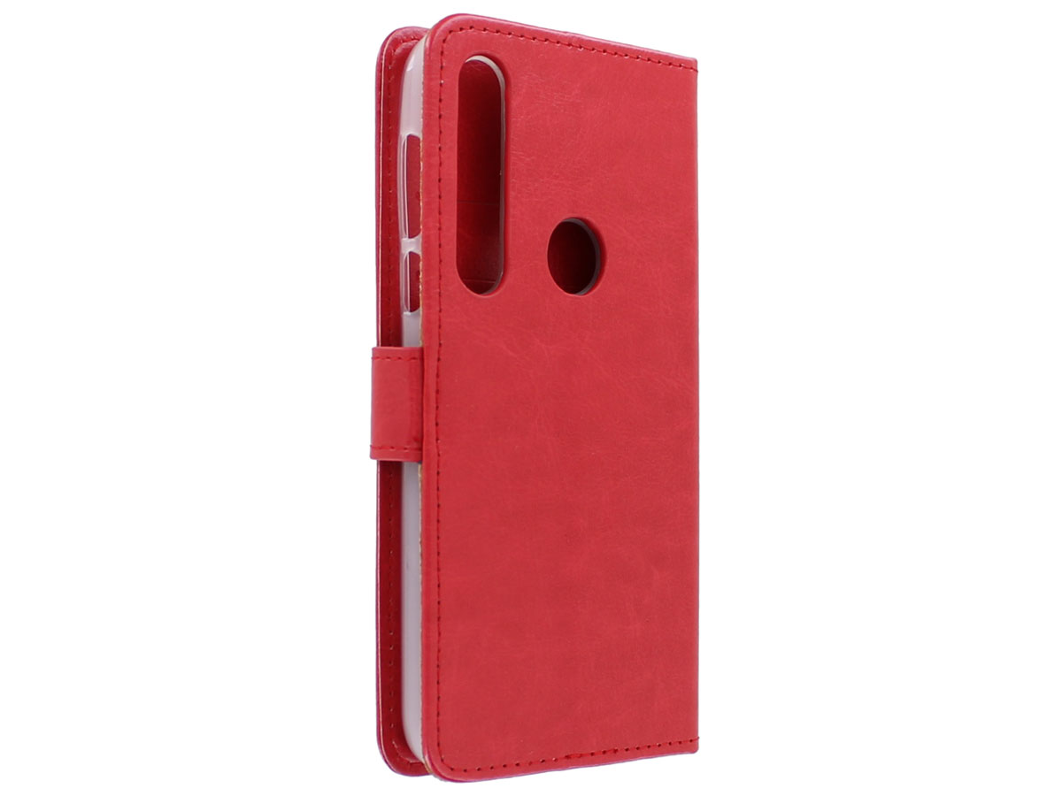 Bookcase Mapje Rood - Motorola One Macro hoesje