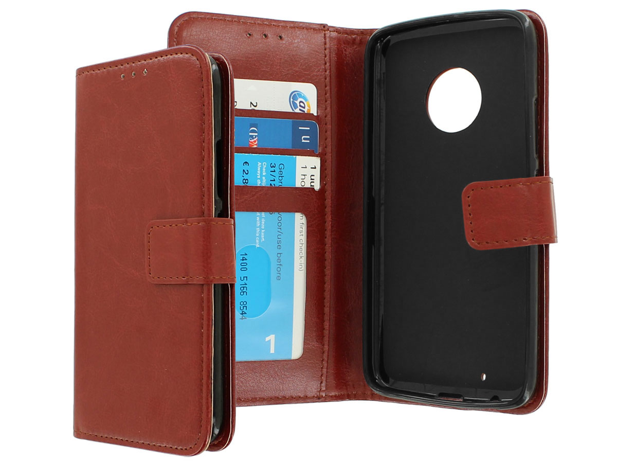 Bookcase Wallet Bruin - Motorola Moto G6 hoesje