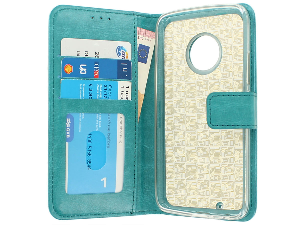 Bookcase Wallet Turquoise - Motorola Moto G6 hoesje