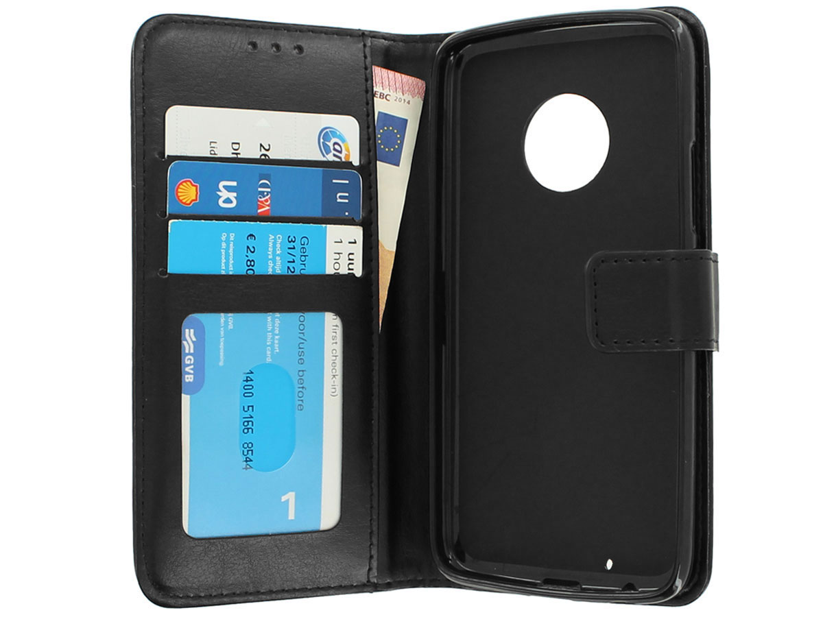Bookcase Wallet Zwart - Motorola Moto G6 hoesje