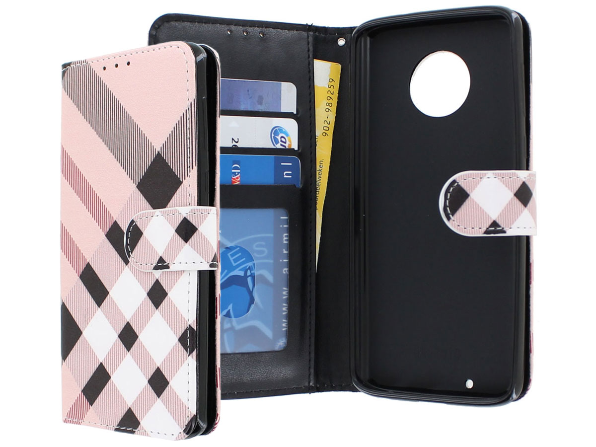 Ruitjes Bookcase Wallet - Motorola Moto G6 hoesje